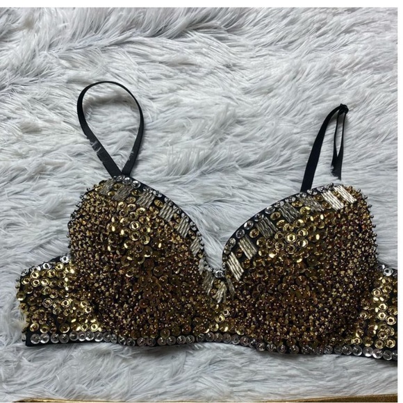 Gold sequin bra top! - Picture 2 of 4